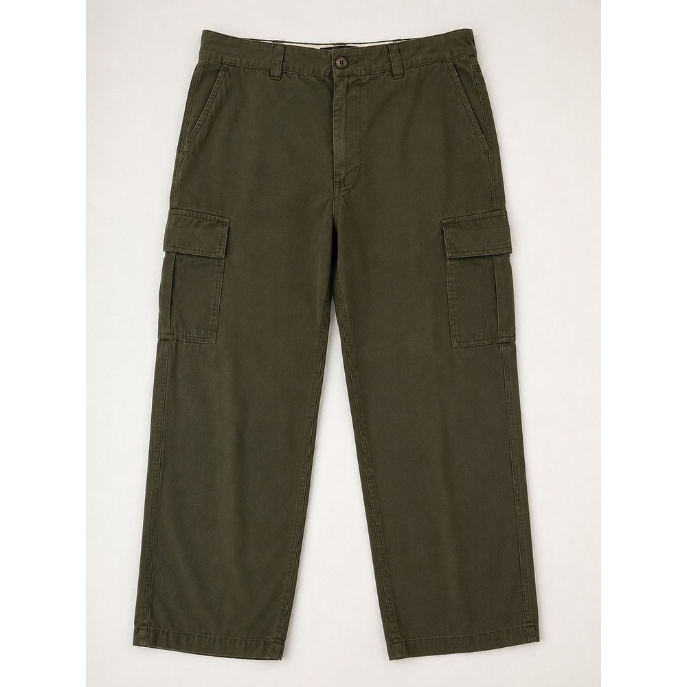 LL Bean Men Cargo Pants Olive Green 44x31 Polyester Straight Leg Dadcore Vintage